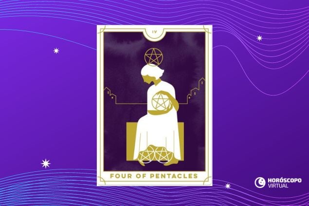 Imagem da carta de tarot de 4 de ouros