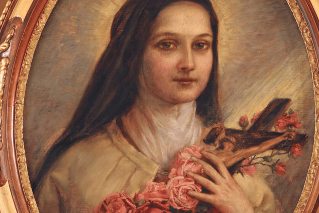 Pintura realista de Santa Terezinha. 